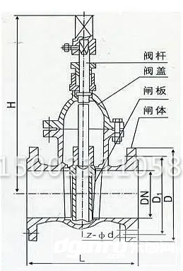 传动帽弹性座封闸阀结构图