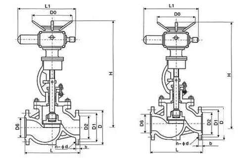 J941H电动截止阀结构尺寸