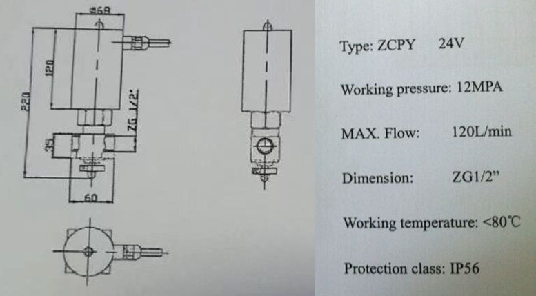 ZCPY船用高压消防电磁阀结构尺寸